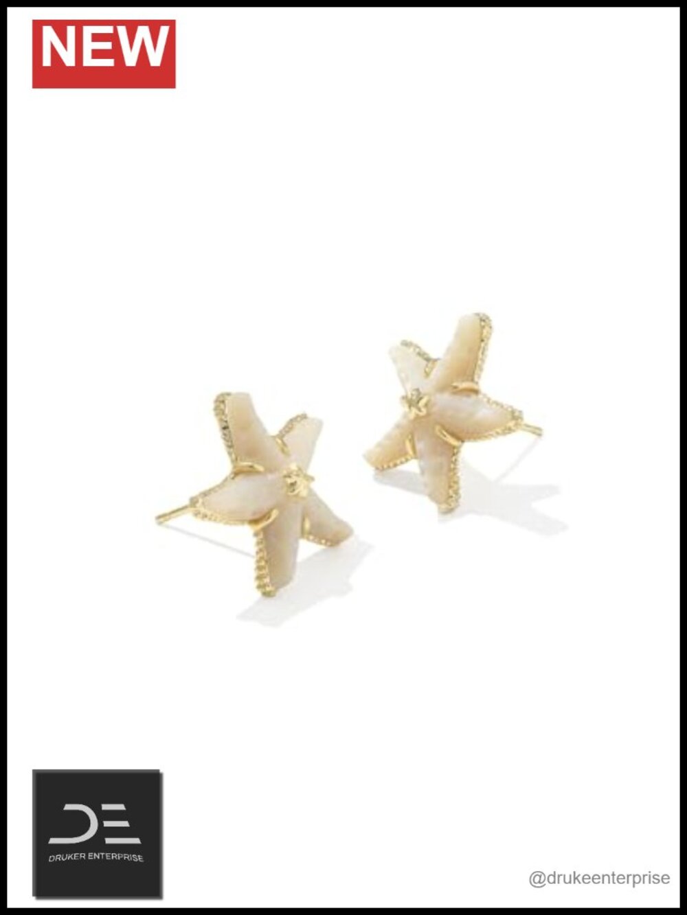 Kendra Scott Shell Starfish Stud Earrings Gold Plated Brass